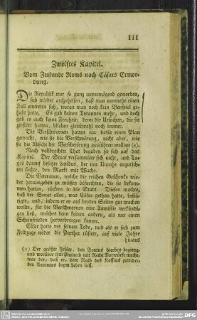 Zwölftes Kapitel. Vom Zustande Roms nach Cäsars Ermordung