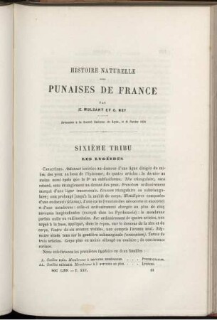Histoire Naturelle Des Punaises De France