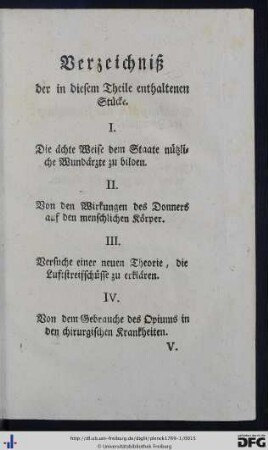 Verzeichniß der in diesem Theile enthaltenen Stücke.