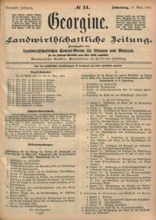 Siebzigster Jahrgang. No. 11. Insterburg, 13. März 1902.