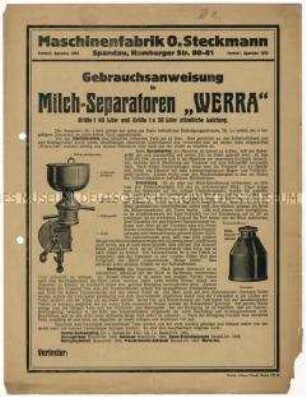 Bedienungsanleitung für Milchseparatoren