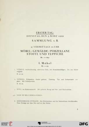 I. Möbel (Nr. 1-79)