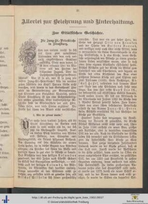 Zur Elsässischen Geschichte.