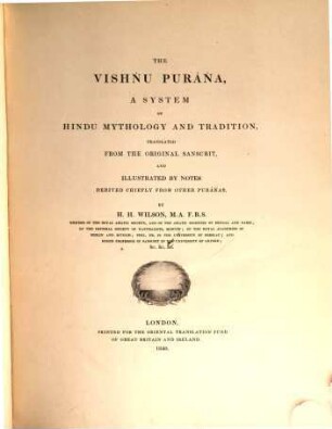The Vishńu-Puráńa : a system of Hindu-Mythology and Tradition