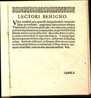 Lectori Benigno.
