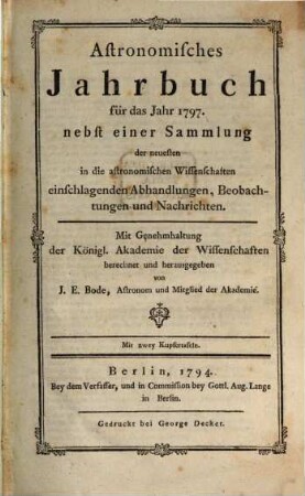 Astronomisches Jahrbuch. 1797 (1794)