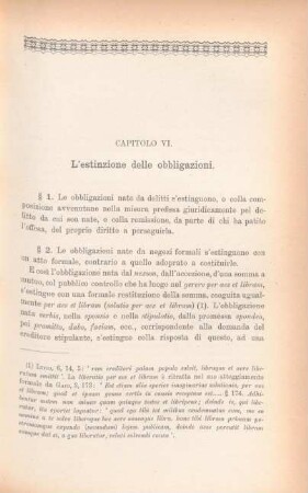 Capitolo VI. L'estinzione della obbligazioni