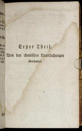 Erster Theil. Von den chemischen Untersuchungen überhaupt.