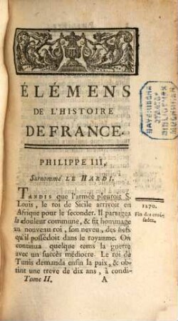 Élémens de l'histoire de France : depuis Clovis jusqu'à Louis XV, 2