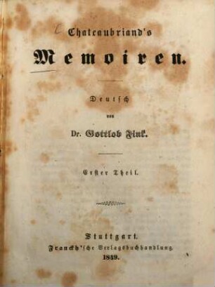 Chateaubriand's Memoiren, 1