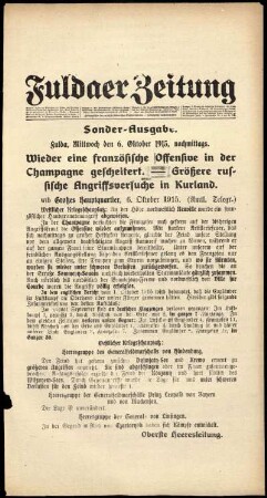 Ausgabe vom Mittwoch, den 06. Oktober 1915.