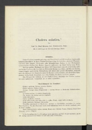 Cholera asiatica.