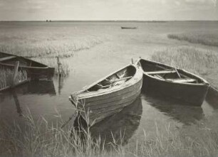 Hiddenee. Grieben. Fischerboote am Bodden