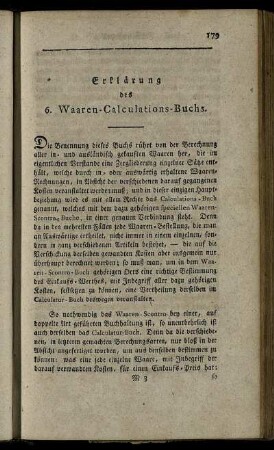 Erklärung des 6. Waaren-Calculations-Buchs.