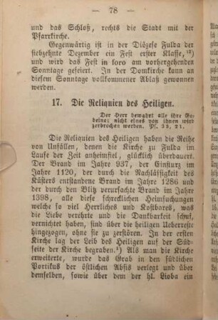 17. Die Reliquien des Heiligen.