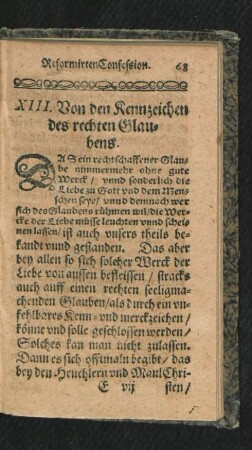 XIII. Von den Kennzeichen des rechten Glaubens.