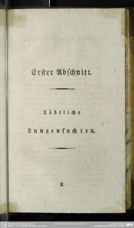 Erster Abschnitt. Tödtliche Lungensuchten