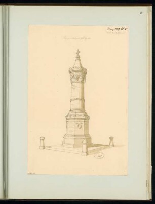 Gefallenendenkmal, Jauer Monatskonkurrenz März 1877: Perspektivische Ansicht