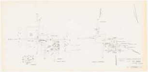 Kurpark, Bad Orb Erweiterung: Grundrisse, Fundament und Entwässerungsplan, Erdgeschoss und Kellergeschoss des Musikpavillons, 1:100