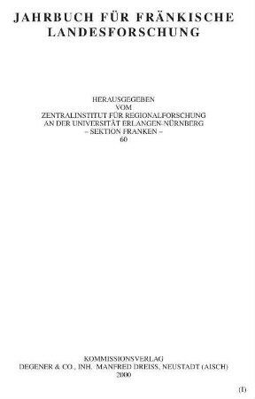 Jahrbuch für fränkische Landesforschung. 60. 2000