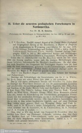 Ueber die neuesten geologischen Forschungen in Nordamerika