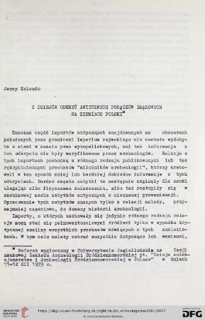 Z dziejów odkryć antycznych posązów brązowych na ziemiach polski