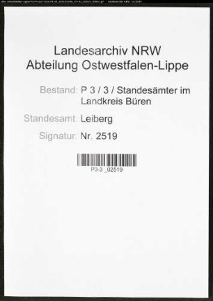 Sterberegister Standesamt Leiberg