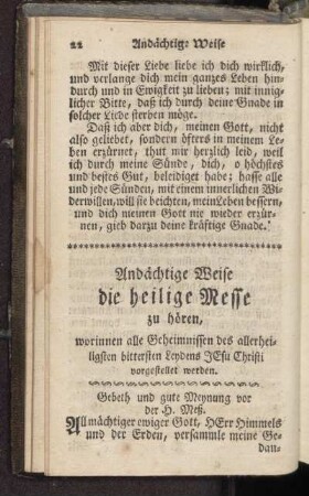 Andächtige Weise die heilige Messe zu hören ...