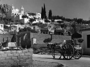 Nafplio. Stadtteilansicht mit Pferdekarren