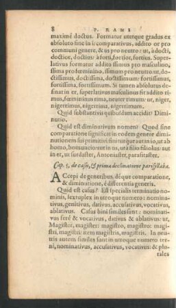 Cap. 5, de casu, & prima declinatione parisyllaba.