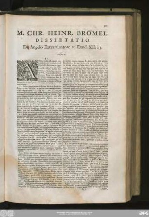 M. Chr. Heinr. Brömel Dissertatio De Angelo Exterminatore ad Exod. XII:23.