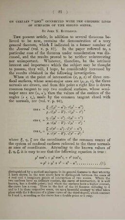 On certain "Loci" connected with the geodesic lines of surfaces of the second order.
