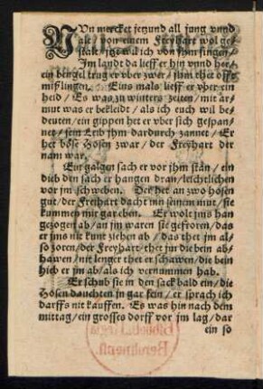 NVn mercket jetzund all jung vnnd || alt/ von einem Freyhart wol ge=||stalt/