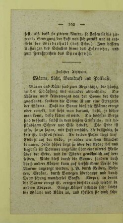 Zwölfter Abschnitt. Wärme, Licht, Bernkraft und Polkraft