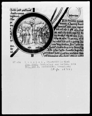 Evangeliar aus Metten — Teil mit theologischen und symbolischen Darstellungen — ---, Folio 107rectoChristi Kreuzestod, Folio 107recto