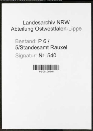 Sterberegister Standesamt Castrop-Rauxel Rauxel