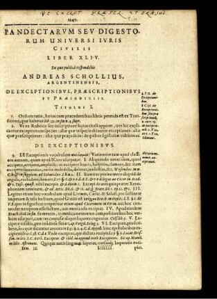 ... Liber XLIV. ... De Exceptionibus, Praescriptionibus Et Praeiudiciis