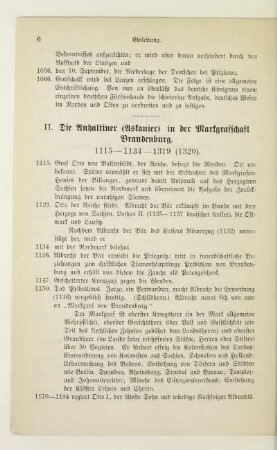 II. Die Anhaltiner (Askanier) in der Markgrafschaft Brandenburg. 1115-1134-1319 (1320)