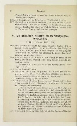 II. Die Anhaltiner (Askanier) in der Markgrafschaft Brandenburg. 1115-1134-1319 (1320)