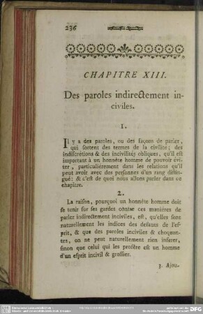Chapitre XIII. Des paroles indirectement inciviles
