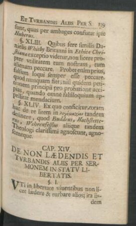 Cap. XIV. De Non Laedendis Et Turbandis Aliis Per Sermonem In Statu Libertatis