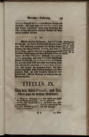 Titulus IX. Von dem Achts-Process, und Verfahren gegen die flüchtige Missethäter.