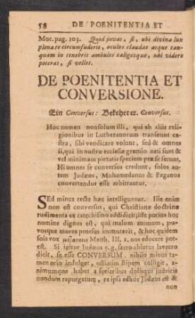 De Poenitentia Et Conversione