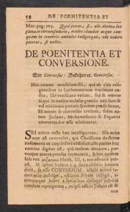 De Poenitentia Et Conversione