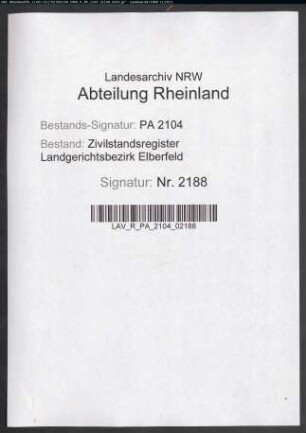 Geburtsregister Heiligenhaus