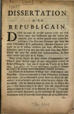 Dissertation d'un republicain