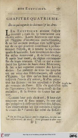 Chapitre quatrième: De ce qui regarde les sciences & les arts