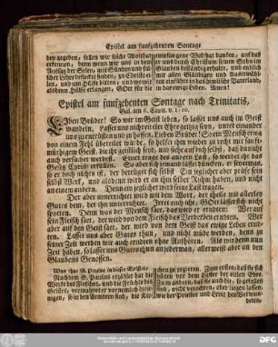 Epistel am funfzehenten Sontage nach Trinitatis, Gal. am 6. Capit. v. 1:10.