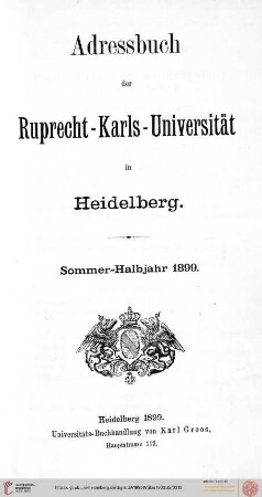 Sommersemester 1899