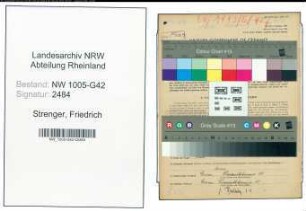 Entnazifizierung Friedrich Strenger , geb. 01.01.1899 (Maler)